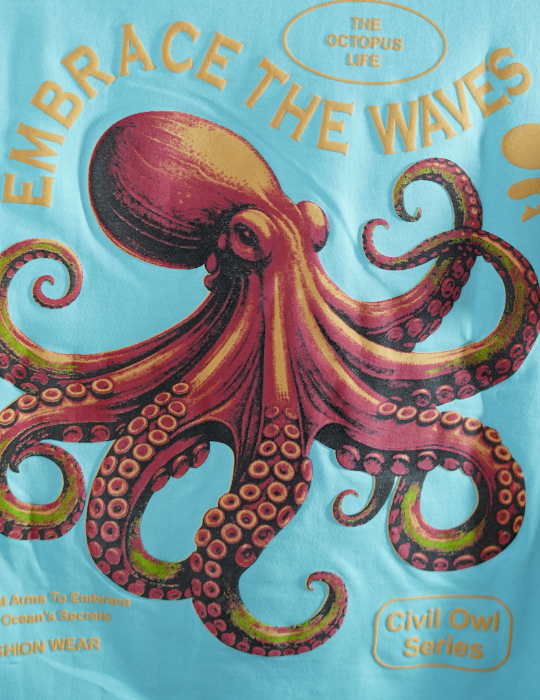 SKY BLUE OCTOPUS OVERSIZED T SHIRT