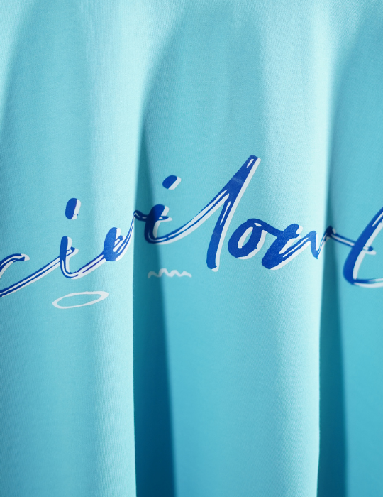SKY BLUE CIVILOWL BASIC OVERSIZED T SHIRT