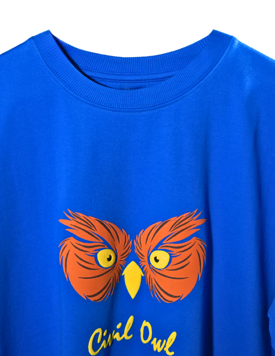 ROYAL BLUE OWL FIGURE OVERSIZED T SHIRT