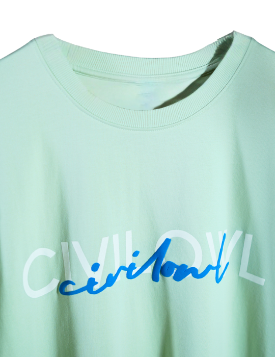 SEA GREEN DUAL FONTS CIVILOWL OVERSIZED T SHIRT