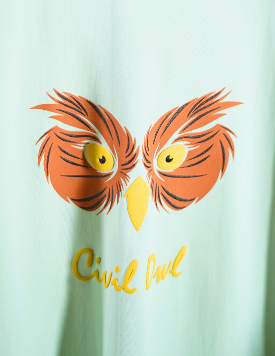 SEA GREEN OWL FIGURE OVERSIZED T SHIRT