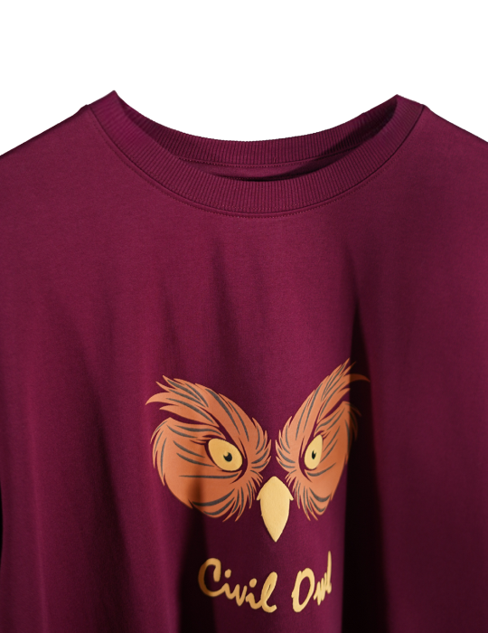 MAROON OWL FIGURE OVERSIZED T SHIRT