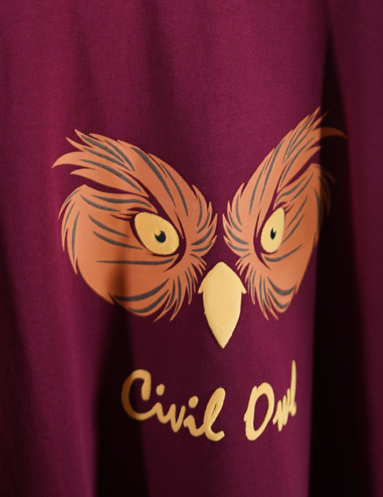 MAROON OWL FIGURE OVERSIZED T SHIRT