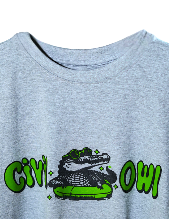 GREY CHILLING CROCODILE T SHIRT