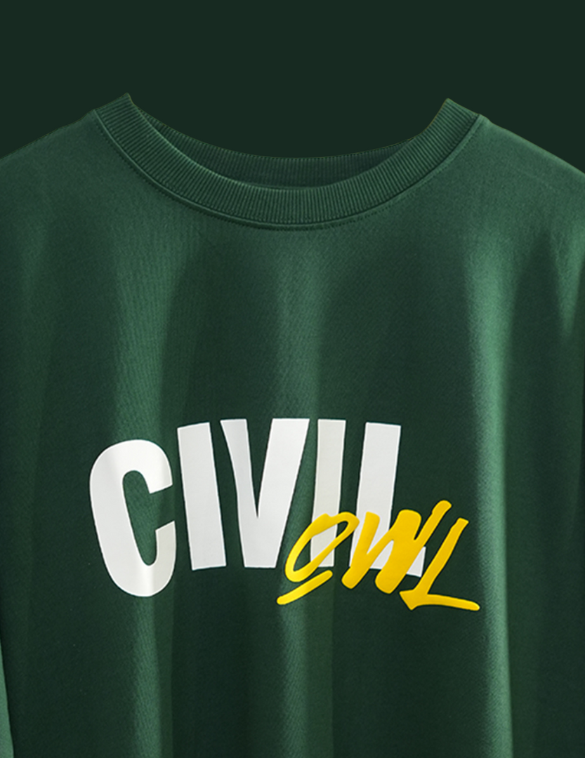 BOTTLE GREEN MERGE CIVILOWL OVERSIZED T SHIRT