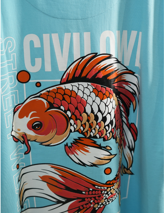 SKY BLUE FISH OVERSIZED T SHIRT