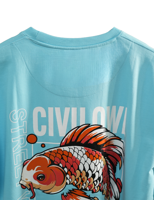 SKY BLUE FISH OVERSIZED T SHIRT