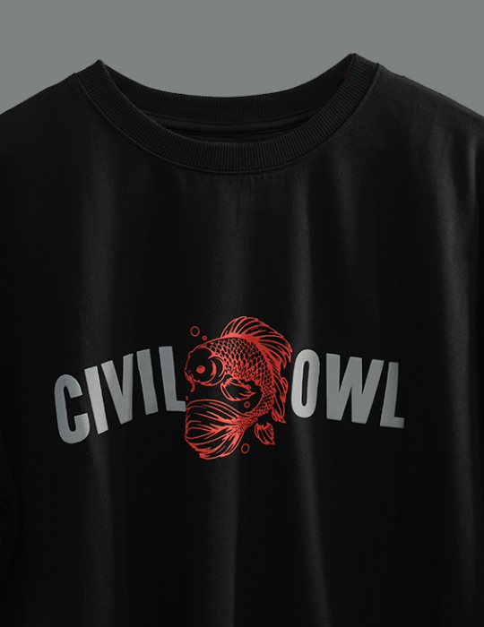 BLACK FISH OVERSIZED T SHIRT