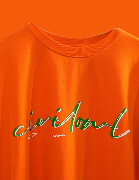 ORANGE CIVILOWL BASIC OVERSIZED T SHIRT