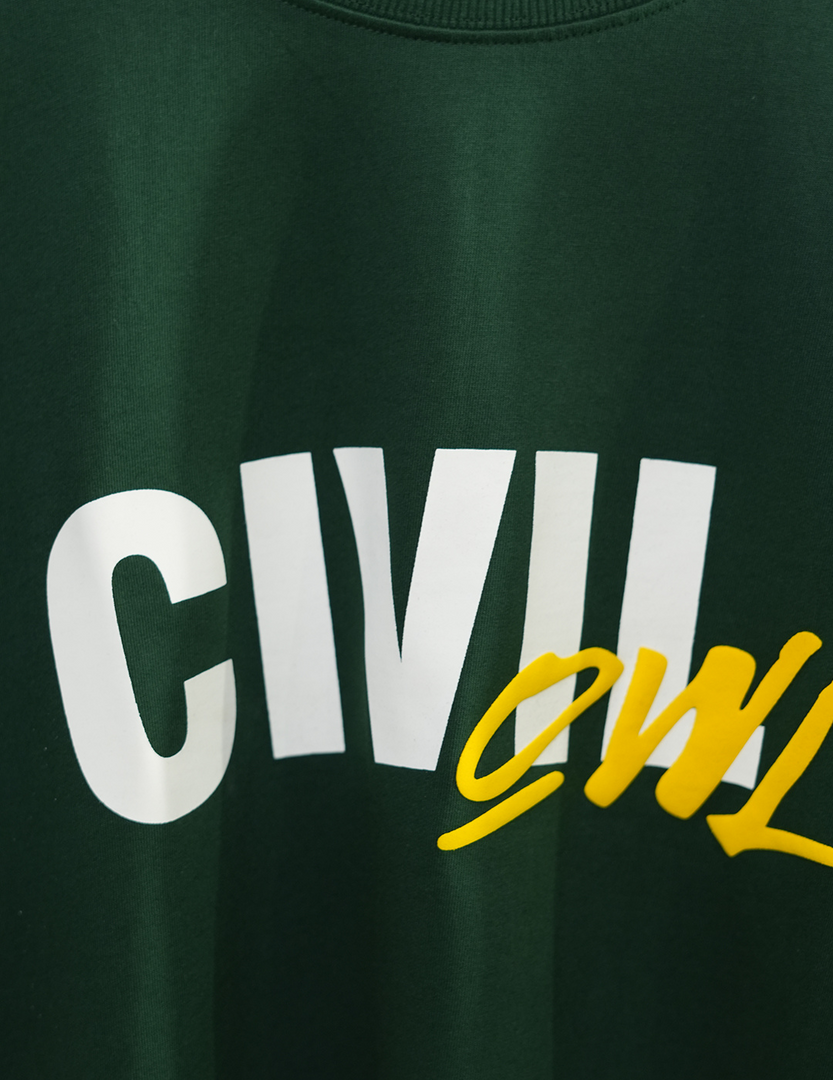 BOTTLE GREEN MERGE CIVILOWL OVERSIZED T SHIRT