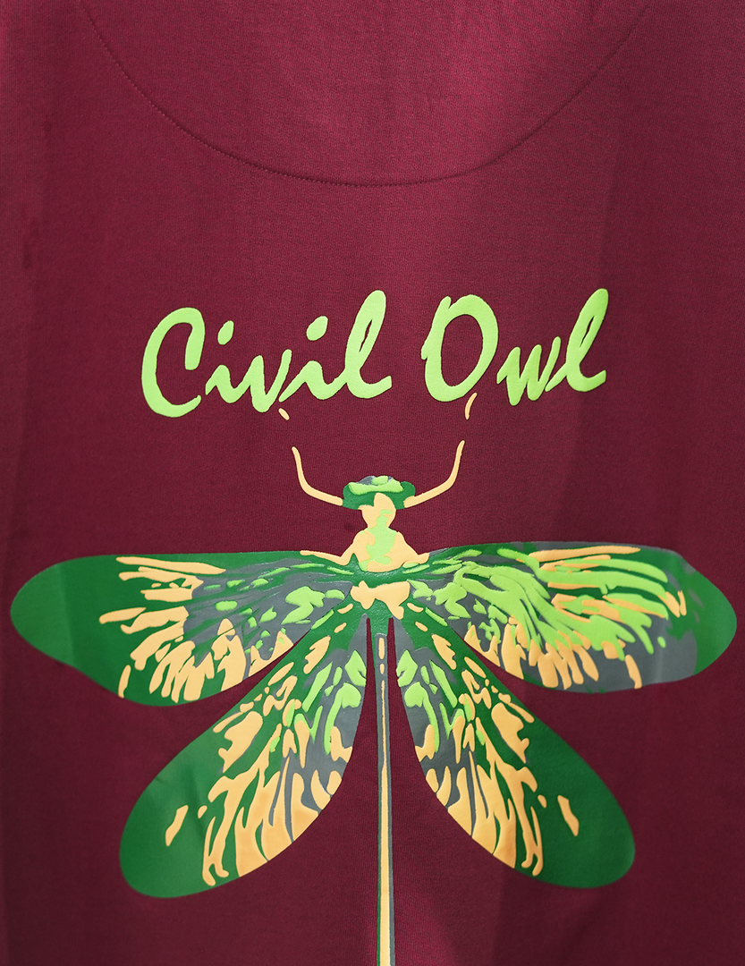 MAROON BUTTERFLY BEE OVERSIZED T SHIRT
