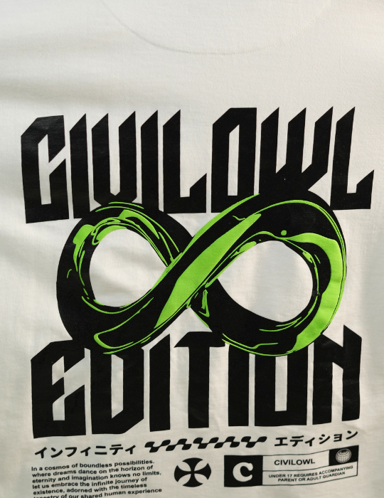 WHITE BLUE INFINITY OVERSIZED T SHIRT