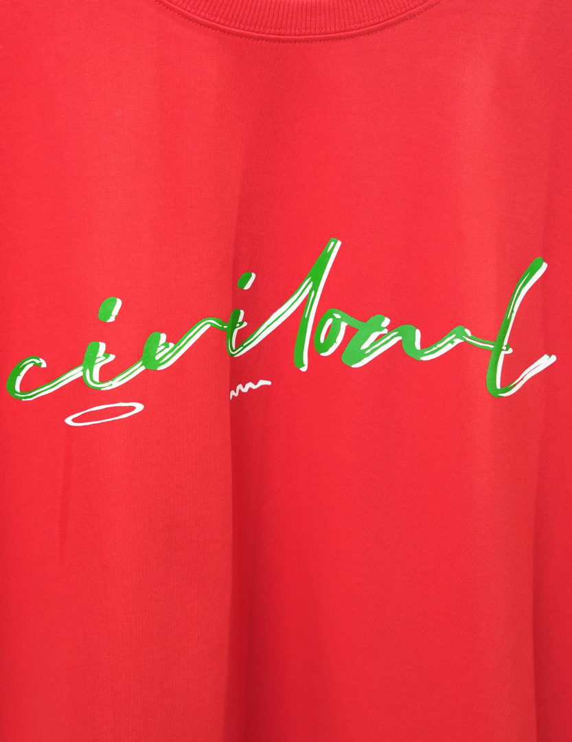RED CIVILOWL BASIC OVERSIZED T SHIRT