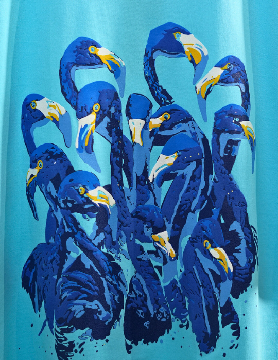 SKY BLUE FLAMINGO OVERSIZED T SHIRT
