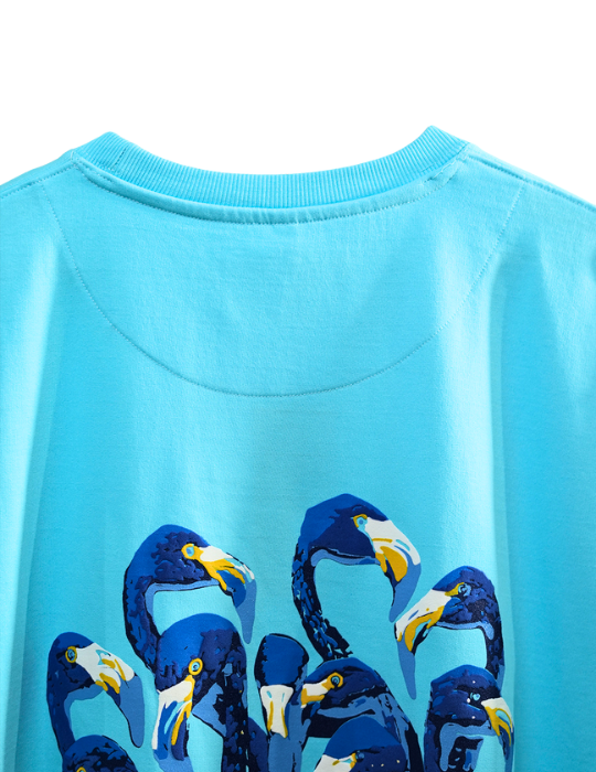 SKY BLUE FLAMINGO OVERSIZED T SHIRT