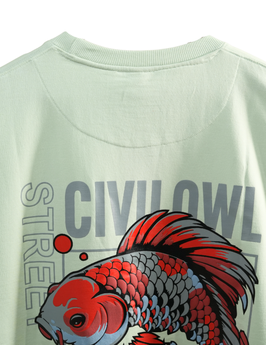 SEA GREEN FISH OVERSIZED T SHIRT