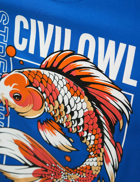 ROYAL BLUE FISH OVERSIZED T SHIRT