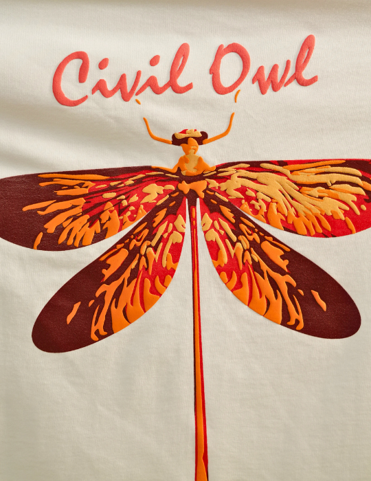 WHITE BUTTERFLY BEE OVERSIZED T SHIRT