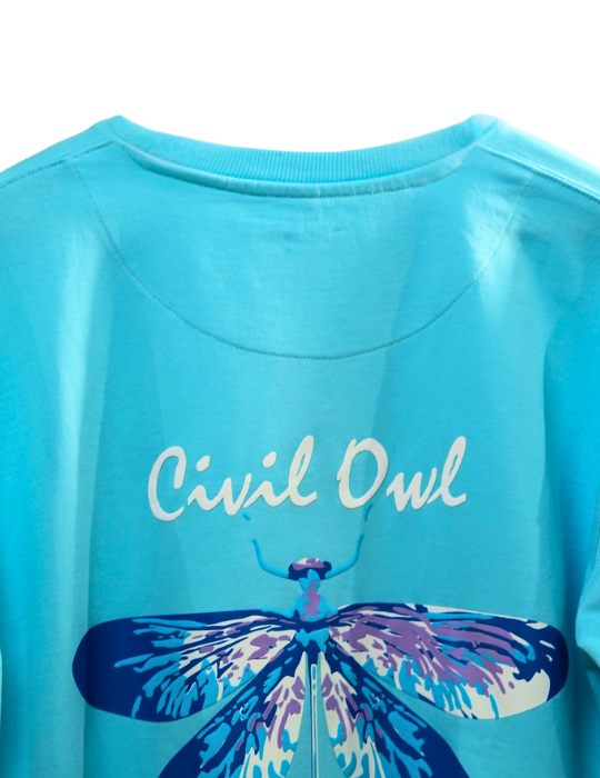 SKY BLUE BUTTERFLY BEE OVERSIZED T SHIRT
