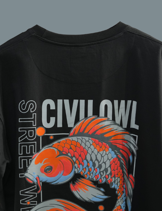 BLACK FISH OVERSIZED T SHIRT