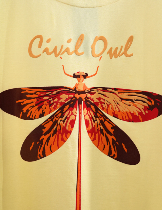 CREME BUTTERFLY BEE OVERSIZED T SHIRT