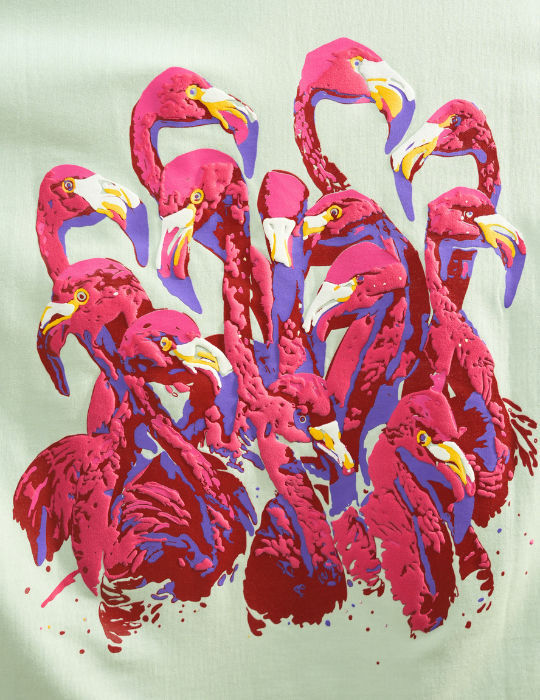 SEA GREEN FLAMINGO OVERSIZED T SHIRT