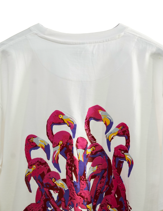 WHITE FLAMINGO OVERSIZED T SHIRT