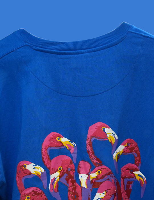 ROYAL BLUE FLAMINGO OVERSIZED T SHIRT