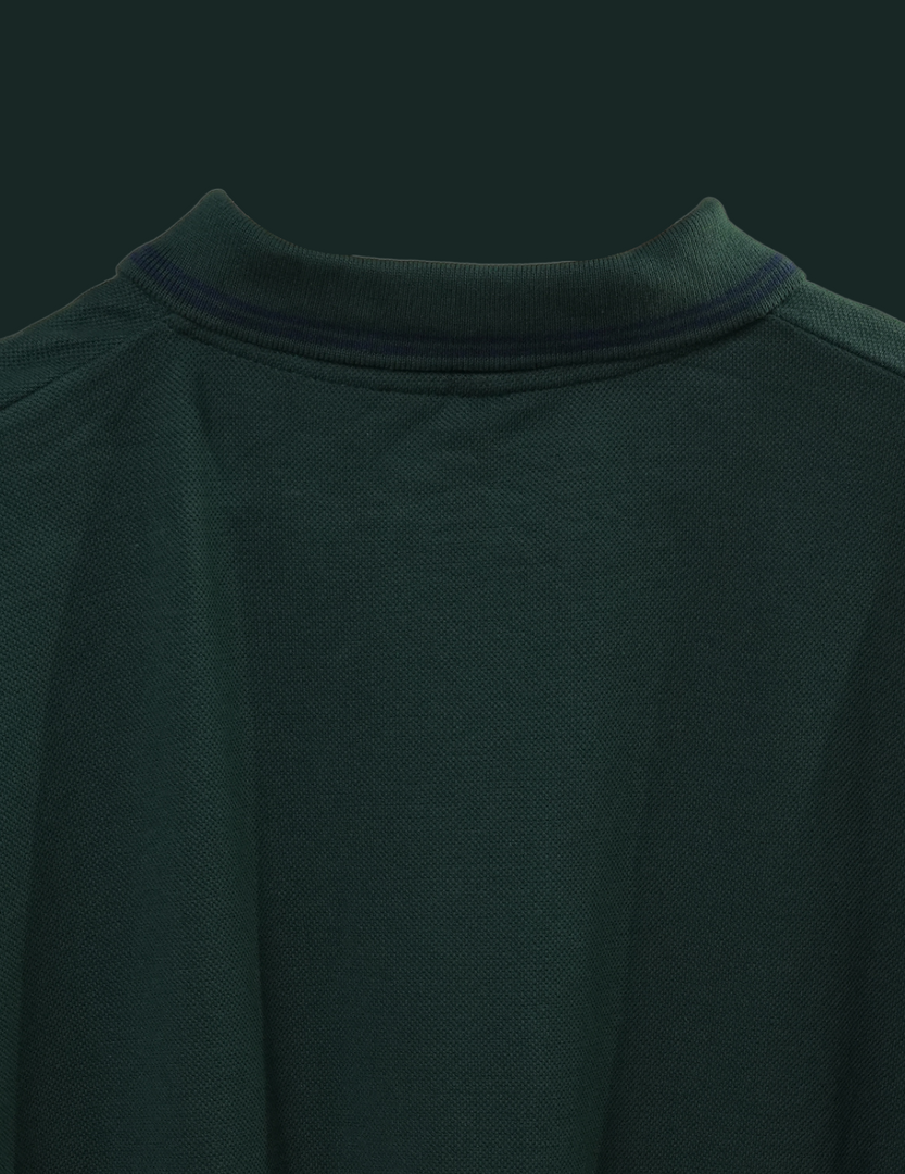 BOTTLE GREEN SIDE BLUE OWL COLLAR T SHIRT