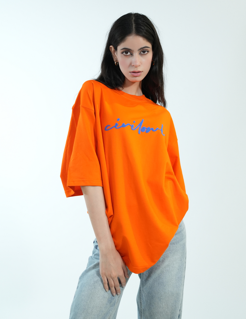 ORANGE FLAMINGO OVERSIZED T SHIRT