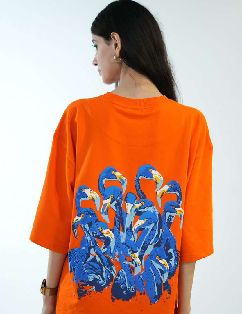 ORANGE FLAMINGO OVERSIZED T SHIRT