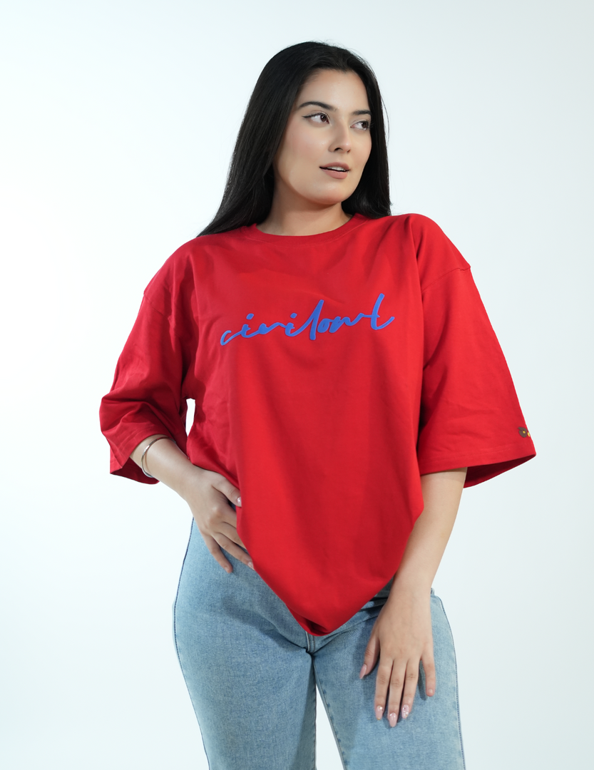 RED FLAMINGO OVERSIZED T SHIRT