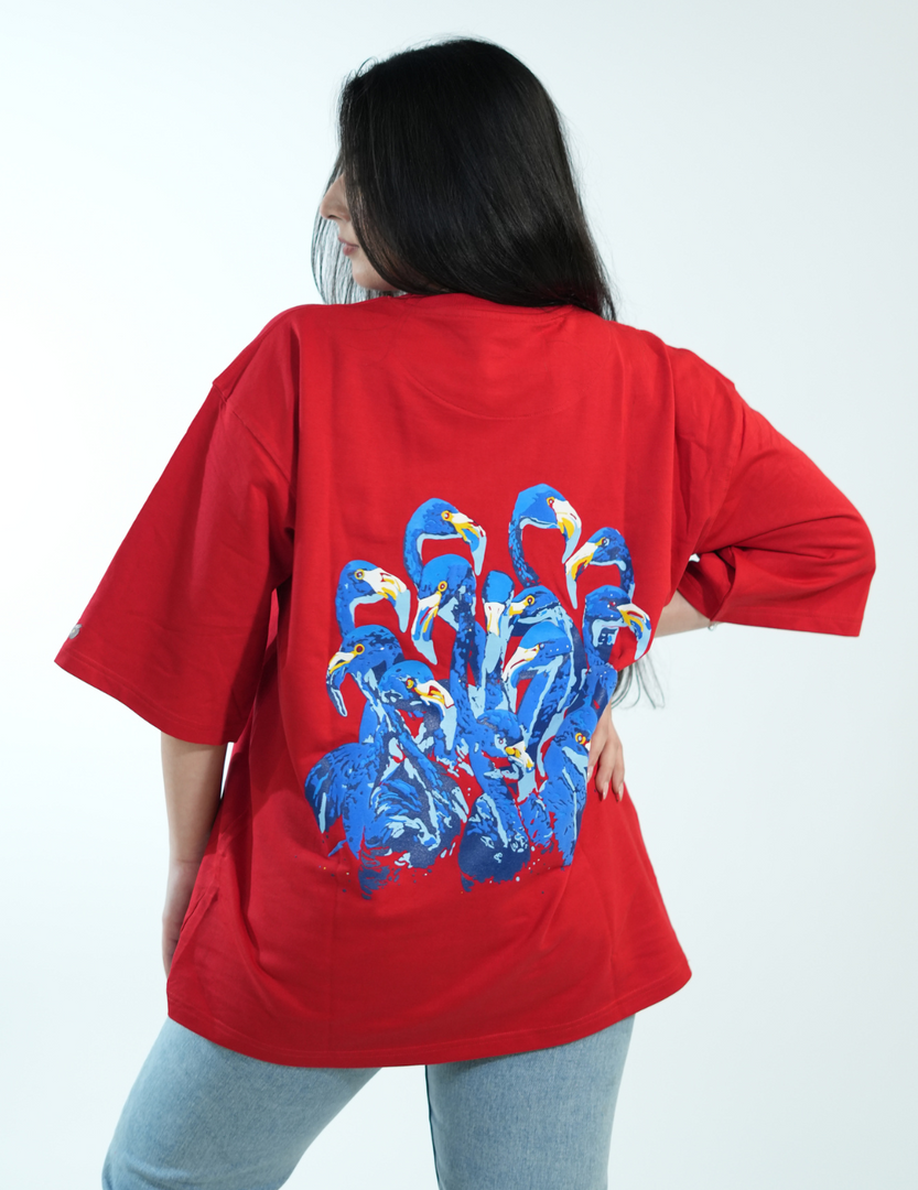 RED FLAMINGO OVERSIZED T SHIRT