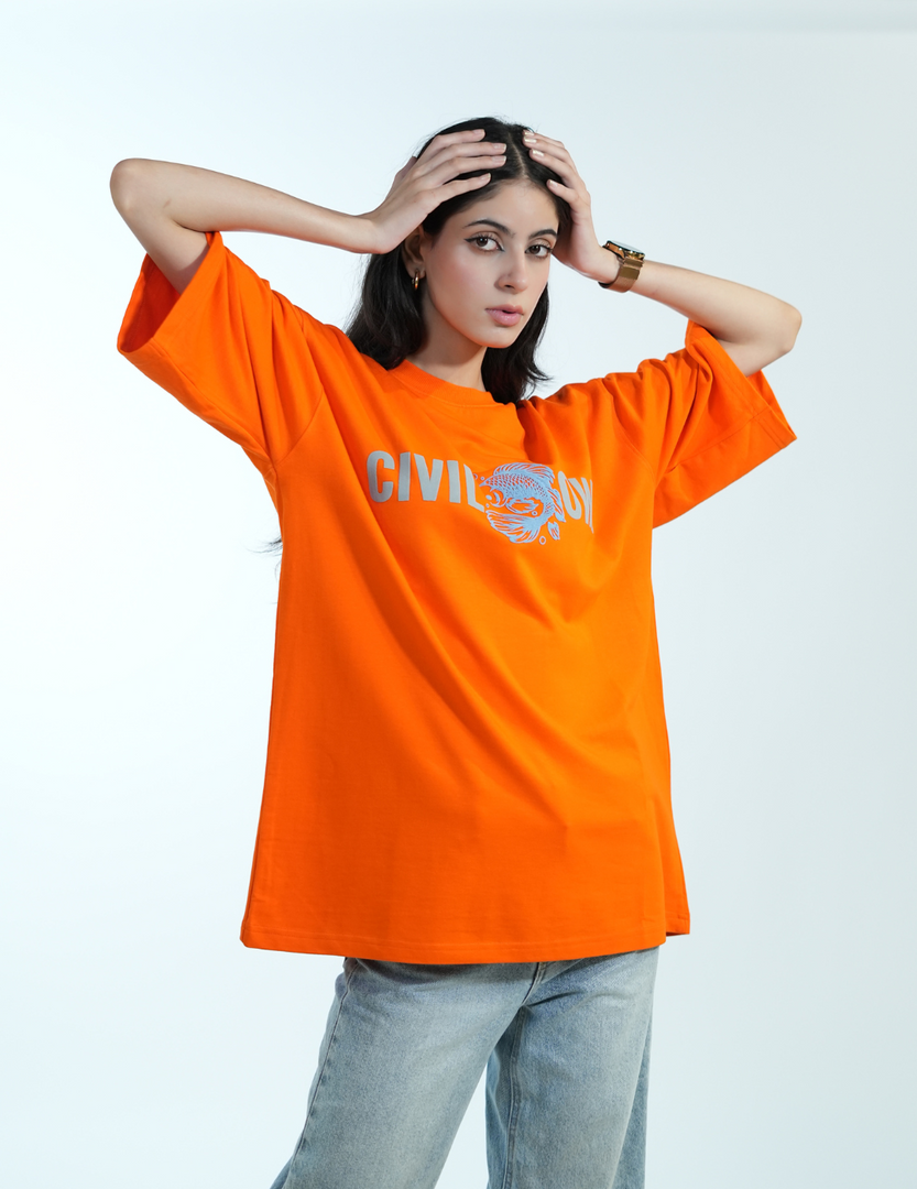ORANGE FISH OVERSIZED T SHIRT