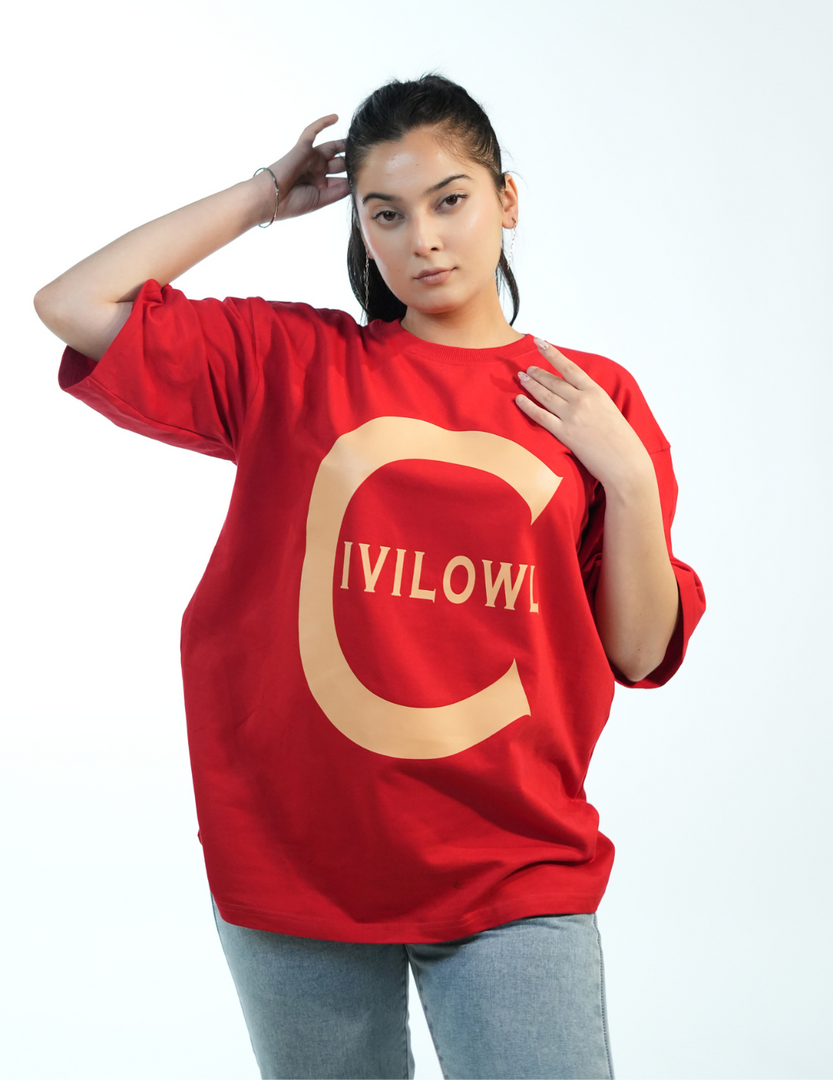 RED OCTOPUS OVERSIZED T SHIRT