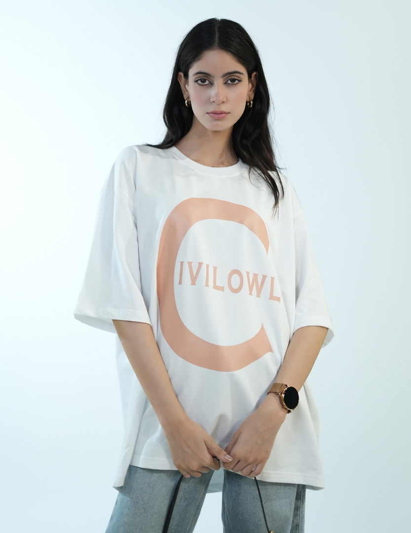 WHITE OCTOPUS OVERSIZED T SHIRT