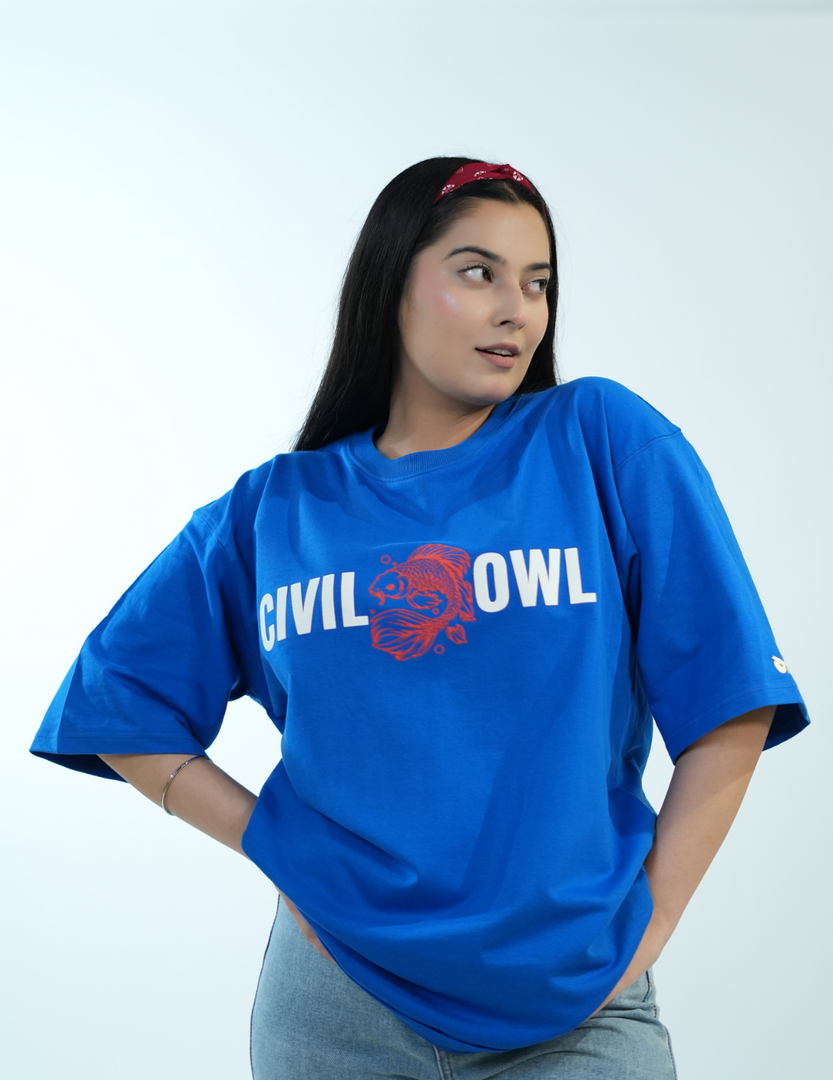ROYAL BLUE FISH OVERSIZED T SHIRT