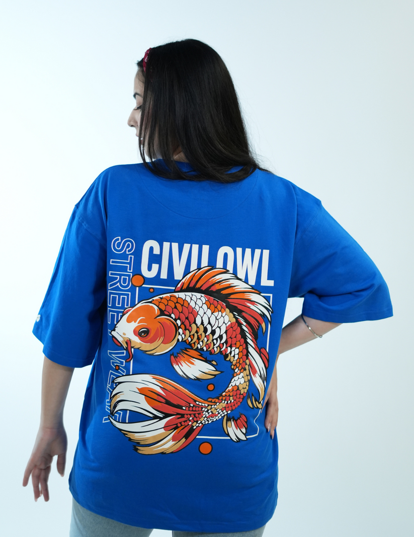 ROYAL BLUE FISH OVERSIZED T SHIRT