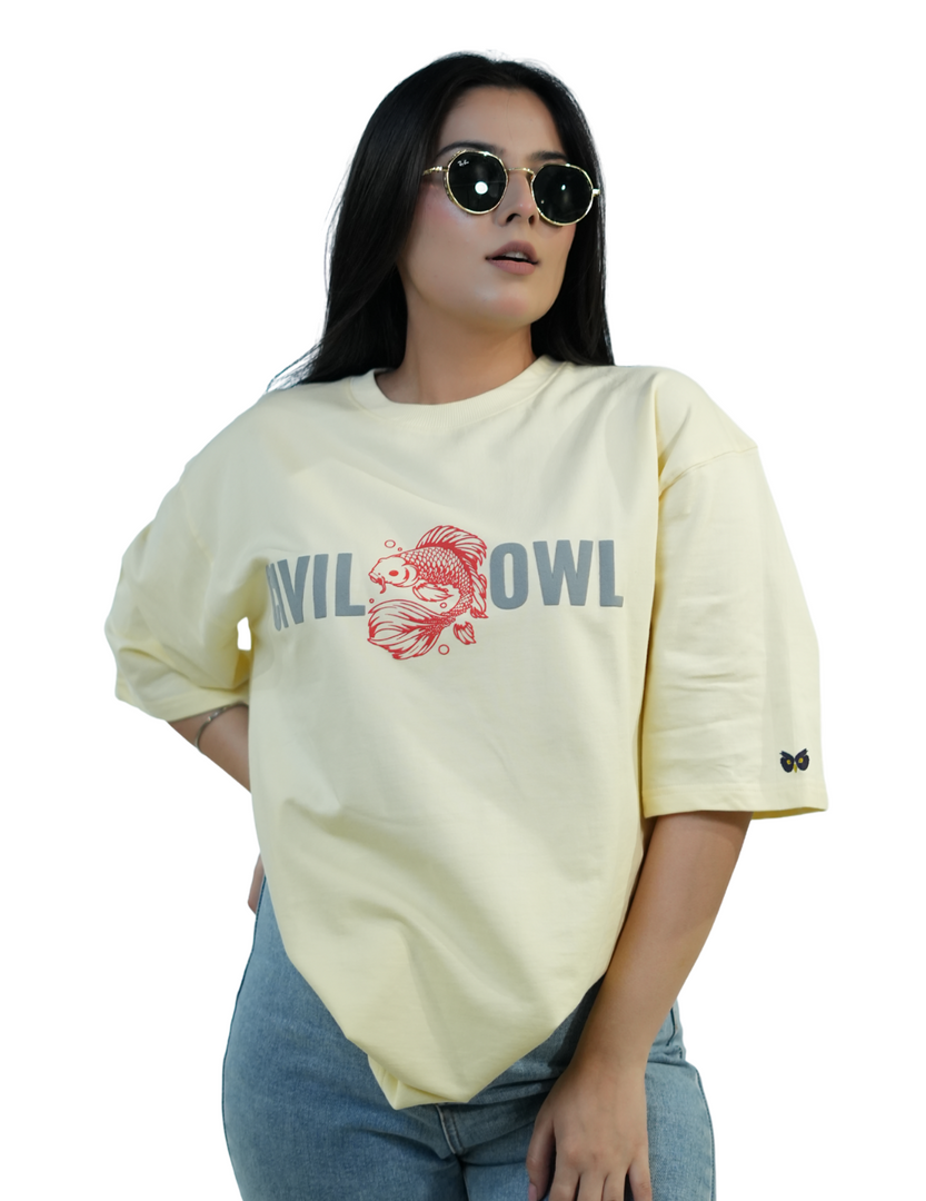 CREME FISH OVERSIZED T SHIRT