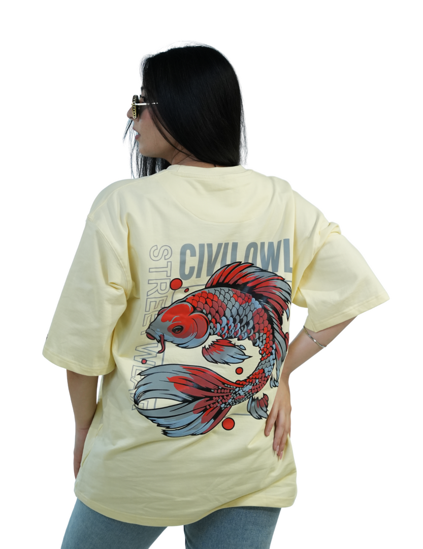 CREME FISH OVERSIZED T SHIRT