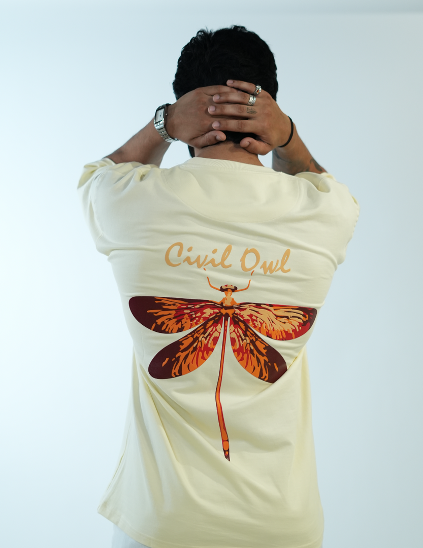 CREME BUTTERFLY BEE OVERSIZED T SHIRT