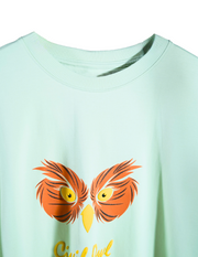 SEA GREEN OWL FIGURE OVERSIZED T SHIRT
