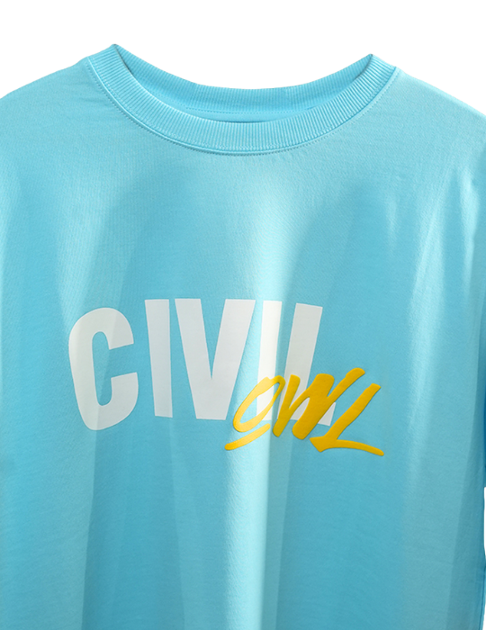 SKY BLUE MERGE CIVILOWL OVERSIZED T SHIRT
