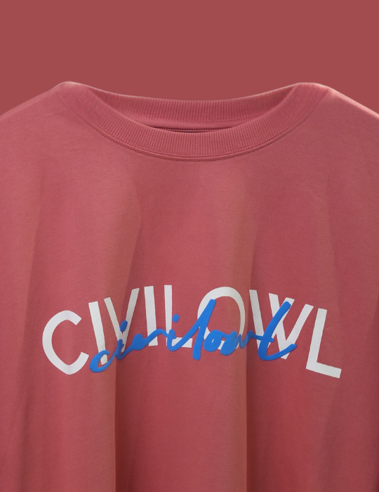 PEACH DUAL FONTS CIVILOWL OVERSIZED T SHIRT