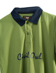 GREEN CIVILOWL DRYFIT MARS RUNNING COLLAR T SHIRTS