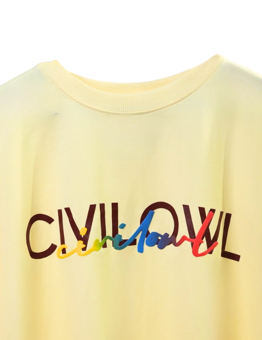 CREME DUAL FONTS CIVILOWL OVERSIZED T SHIRT