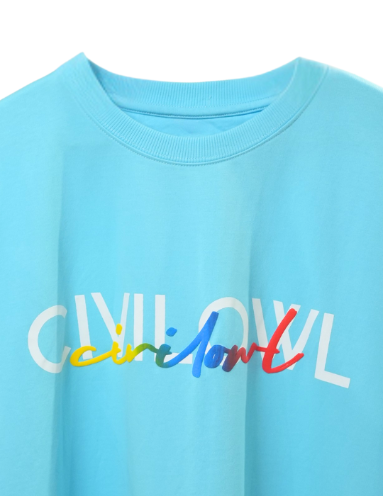 SKY BLUE DUAL FONTS CIVILOWL OVERSIZED T SHIRT