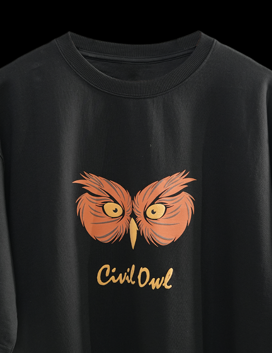 BLACK OWL FIGURE OVERSIZED T SHIRT