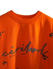 ORANGE FLORAL BUTTERFLY OVERSIZED T SHIRT