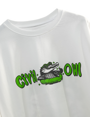 WHITE CHILLING CROCODILE OVERSIZED T SHIRT